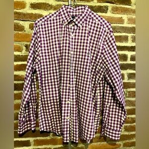 Vineyard Vines Large Purple and White Gingham Long Sleeve Button Shirt